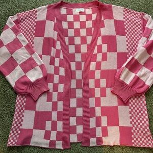 Oversized Pink Checkered Sweater